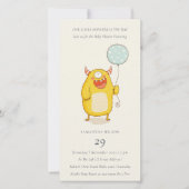 Cute Little Aqua Gele Monster Baby Shower Uitnodig Bedankkaart (Voorkant)