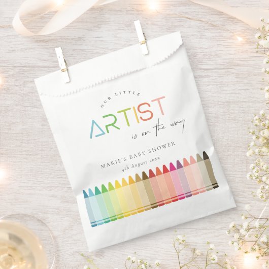 Cute Little Artist Crayon Fun Rainbow Baby shower Bedankzakje (Geknipt)