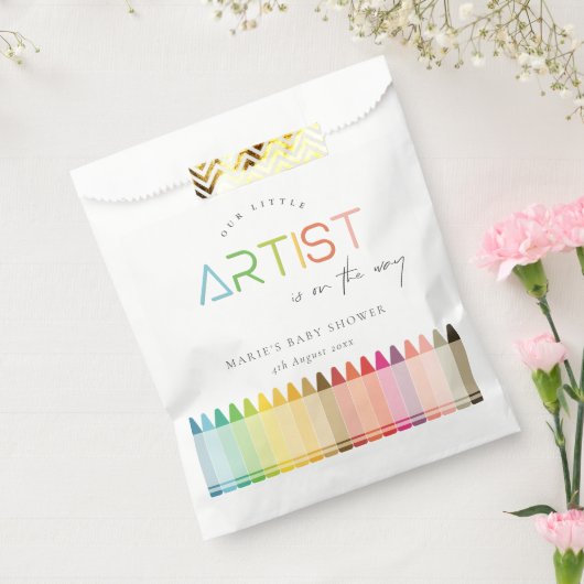Cute Little Artist Crayon Fun Rainbow Baby shower Bedankzakje (Gezegeld)