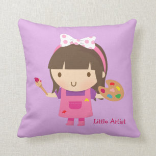 Cute Little Artist Painter Girls Room Decor Kussen