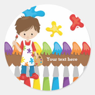 Cute Little Artist Ronde Sticker