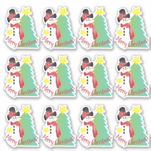 Cute Little Artsy Snowman Sticker (Voorkant)