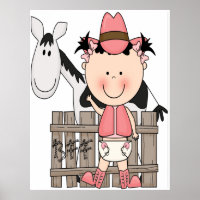 Cute Little Baby Cowgirl Poster Art Print