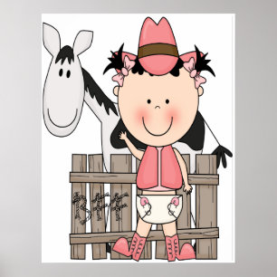 Cute Little Baby Cowgirl Poster Art Print