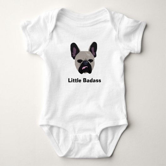 Cute "Little badass" brown French Bulldog Romper (Voorkant)
