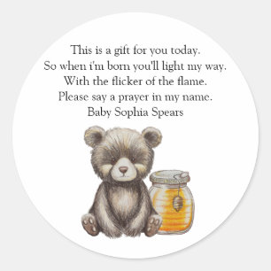 Cute Little Bear - Étiquette de bougie de prière