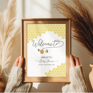 Cute Little Bees Honingraat Baby Shower Welkom Poster