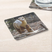 Cute Little Beige Dinosaur Onderzetter (Schuin)