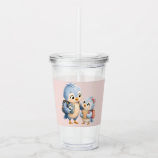 Cute Little Bird Siblings Acryl Drinkbeker