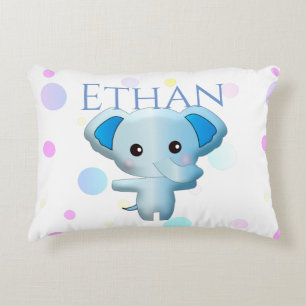 Cute Little Blue Boy Elephant Accent Kussen
