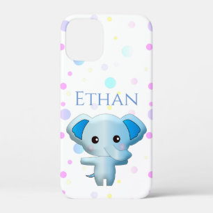 Cute Little Blue Boy Elephant iPhone 12 Mini Hoesje