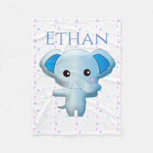 Cute Little Blue Boy Elephant Fleece Deken