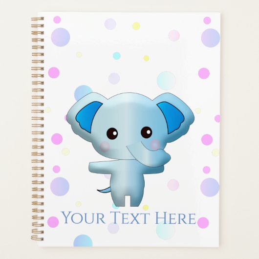 Cute Little Blue Boy Elephant Planner (Voorkant)