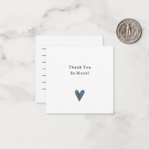 Cute Little Blue Heart Thank You Card Notitiekaartje