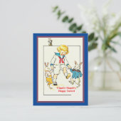 Cute  Little Boy and Easter Bunny copy Briefkaart (Staand voorkant)