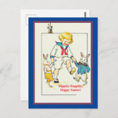 Cute  Little Boy and Easter Bunny copy Briefkaart (Voorkant / Achterkant)