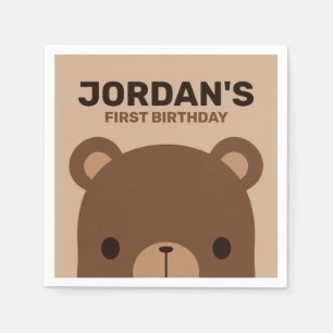 Cute Little Brown Beer Birthday Servet