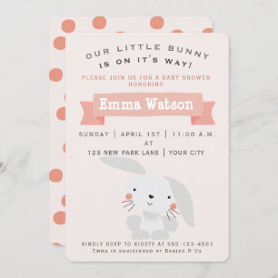Cute Little Bunny - Baby shower Invitation Kaart