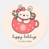 Cute Little Bunny Christmas Holiday Custom Sticker (Devant)