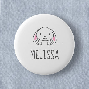 Cute Little Bunny Peking boven Custom Name Ronde Button 5,7 Cm