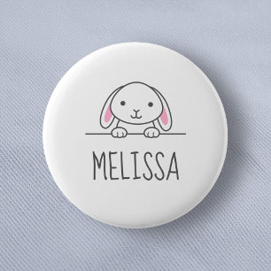 Cute Little Bunny Peking boven Custom Name Ronde Button 5,7 Cm