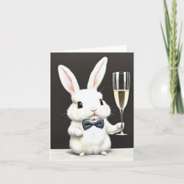 Cute Little Bunny Rabbit met Champagne Kaart