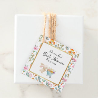 Cute Little Bunny Wildflowers Baby Shower Bedankjes Labels