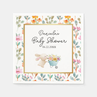 Cute Little Bunny Wildflowers Baby Shower Servet