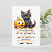 Cute Little Cat Happy Halloween Party Invitations (Debout devant)