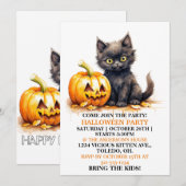 Cute Little Cat Happy Halloween Party Invitations (Devant / Derrière)