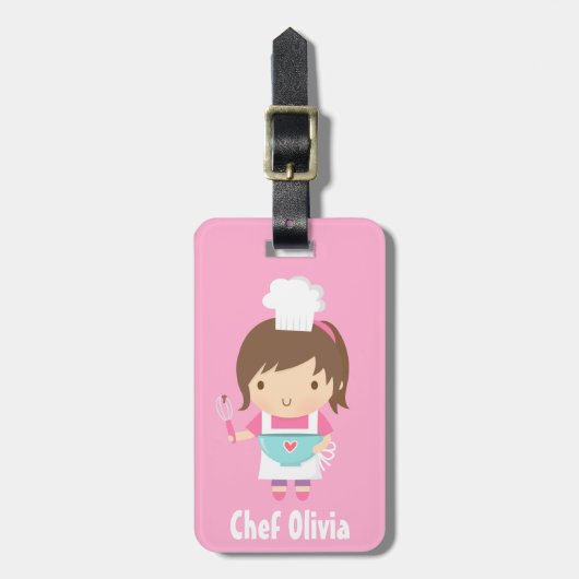 Cute Little Chef Baker Girl Bagagelabel (Voorkant verticaal)