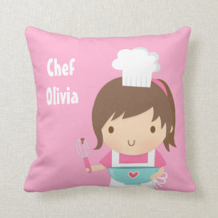 Cute Little Chef Baker Girls Room Decor Kussen