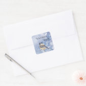 Cute Little Chickadee Bird Winter Forest Vierkante Sticker (Envelop)