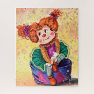 Cute Little Clown Girl - Happy Circus - Tekening Legpuzzel