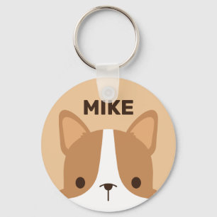 Cute Little Corgi Dog met persoonlijke naam Sleutelhanger
