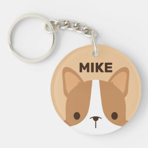 Cute Little Corgi Dog met persoonlijke naam Sleutelhanger