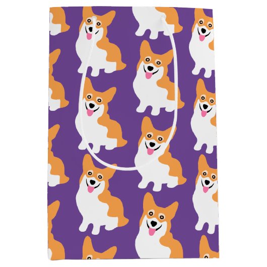 Cute Little Corgi Pattern Medium Cadeauzakje (Voorkant)