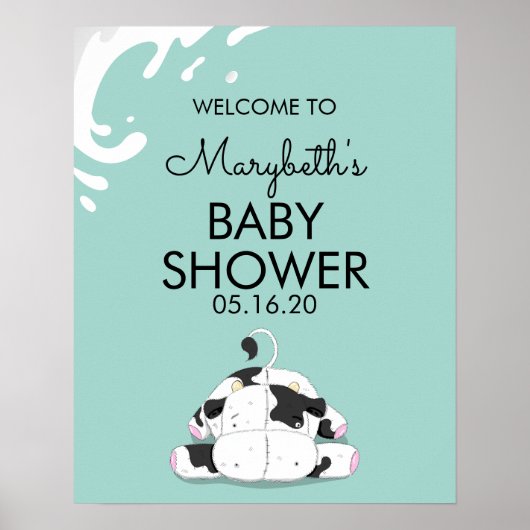 Cute Little Cow Baby shower Affiche de bienvenue (Devant)