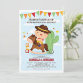 Cute Little Cowboy Baby shower Thème Invitation (Debout devant)