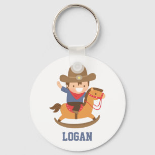 Cute Little Cowboy op Rocking Horse Sleutelhanger