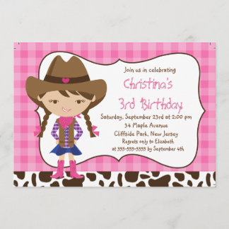 Cute Little Cowgirl Birthday Party Invitations Kaart