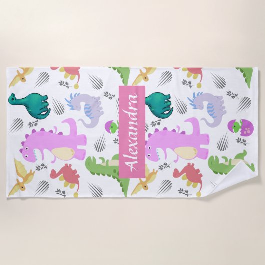 Cute Little Dino Toddler Strandlaken (Voorkant)