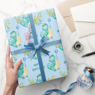 Cute Little Dinosaur Birthday Cadeaupapier