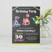 Cute Little Dinosaur Invitation de fête d'annivers (Debout devant)