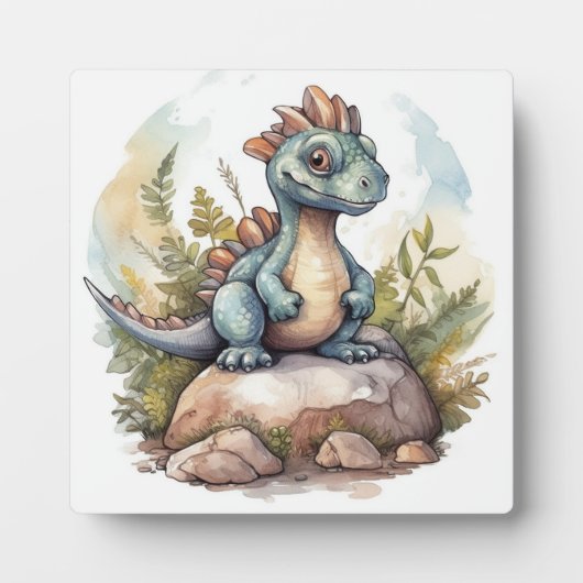 Cute Little Dinosaur Waterverf Art Fotoplaat (Voorkant)