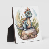 Cute Little Dinosaur Waterverf Art Fotoplaat (Voorkant)