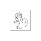 Cute Little Dragon Holding een Cup 2 Rubberstempel (Afrduk)