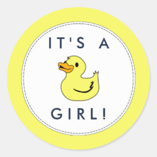Cute Little Duck Baby shower Stickers... Het is ee Ronde Sticker