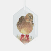 Cute Little Duck Ducky Red Rubber Boots Fun Glas Ornament (Voorkant links)