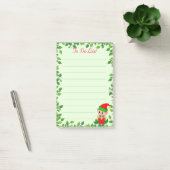 Cute Little Elf & Green Leaf Lijst on Green Lined Post-it® Notes (Kantoor)